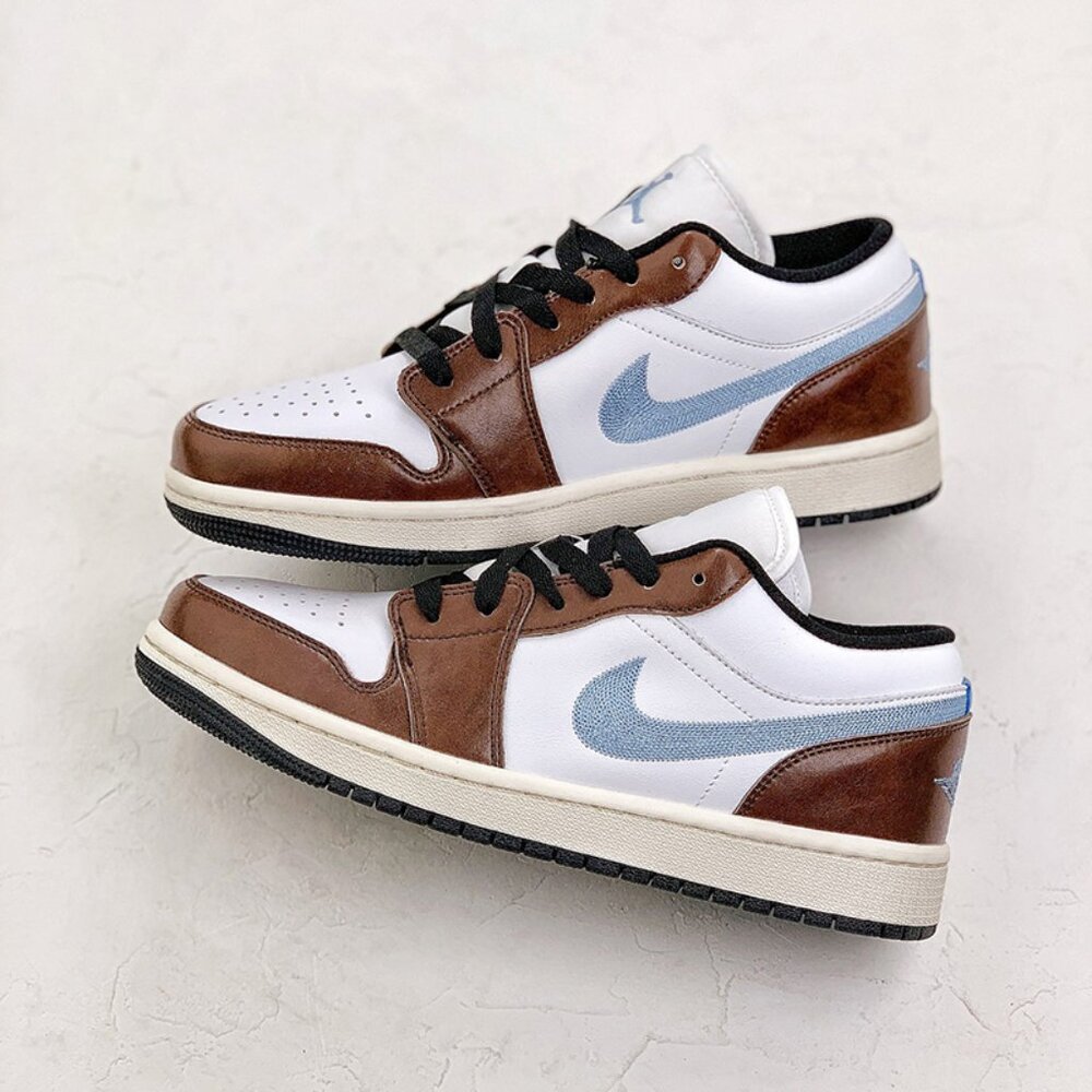 Air 1 Low White And Brown Sneakers